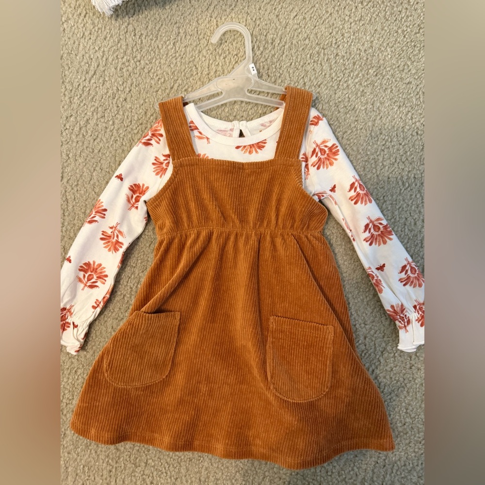 Burt's Bees Baby Orange and White Outfit- worn once